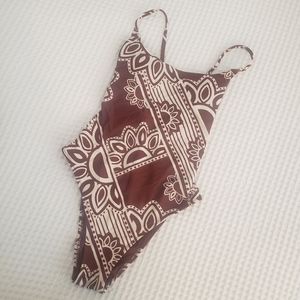 aerie | Brown Floral One-Piece Swimsuit